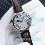 At Wholesale Replica Cartier Ballon Bleu de White Dial Brown Leather Strap Watch